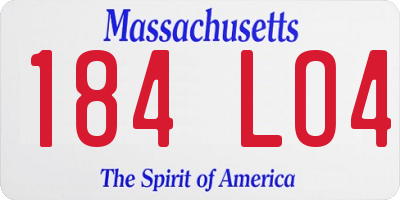 MA license plate 184LO4