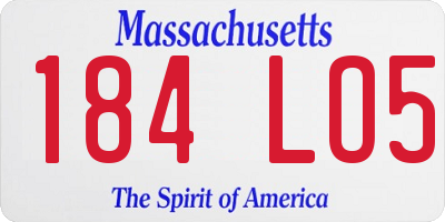 MA license plate 184LO5
