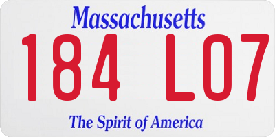 MA license plate 184LO7