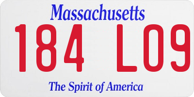 MA license plate 184LO9
