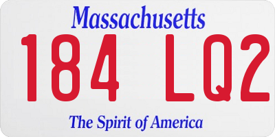 MA license plate 184LQ2