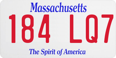 MA license plate 184LQ7