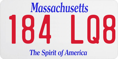 MA license plate 184LQ8
