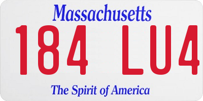MA license plate 184LU4