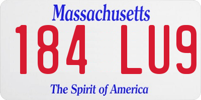 MA license plate 184LU9