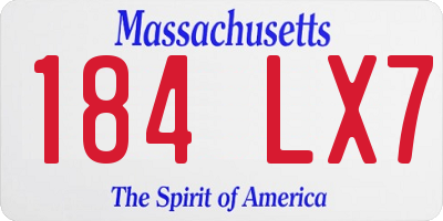 MA license plate 184LX7
