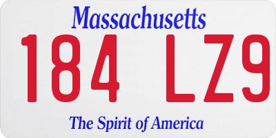 MA license plate 184LZ9