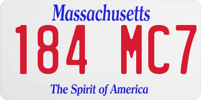 MA license plate 184MC7
