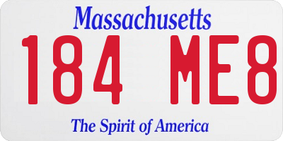 MA license plate 184ME8