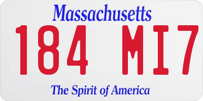 MA license plate 184MI7