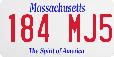 MA license plate 184MJ5