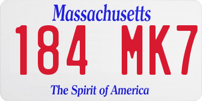 MA license plate 184MK7