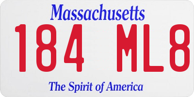 MA license plate 184ML8
