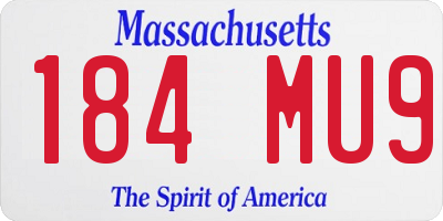 MA license plate 184MU9