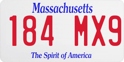 MA license plate 184MX9