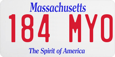 MA license plate 184MY0
