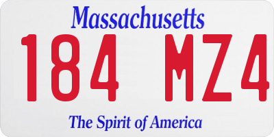 MA license plate 184MZ4