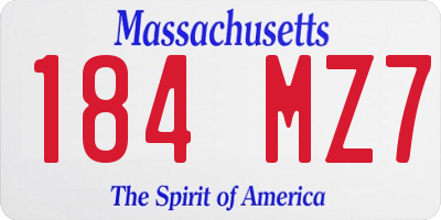 MA license plate 184MZ7