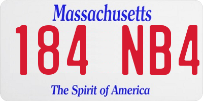 MA license plate 184NB4