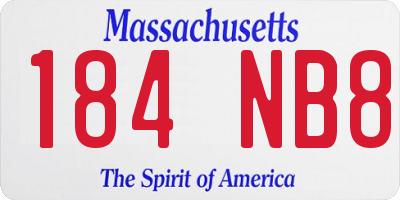 MA license plate 184NB8