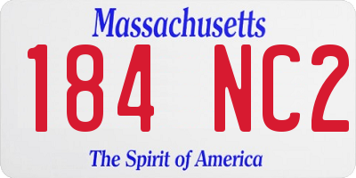 MA license plate 184NC2
