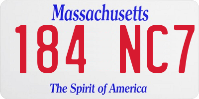 MA license plate 184NC7