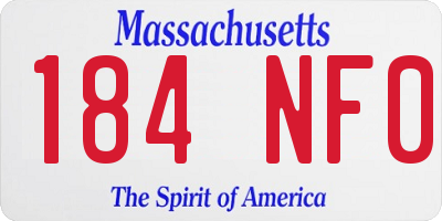 MA license plate 184NF0