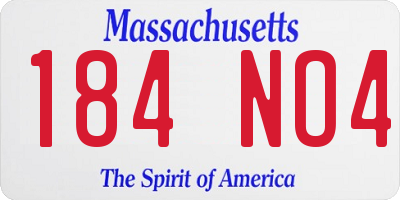 MA license plate 184NO4