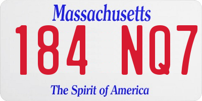 MA license plate 184NQ7
