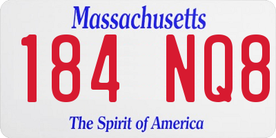 MA license plate 184NQ8