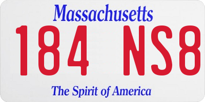 MA license plate 184NS8
