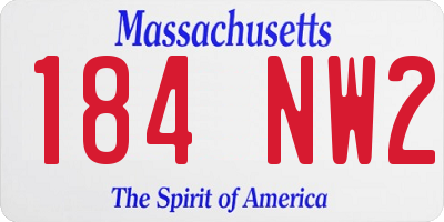 MA license plate 184NW2