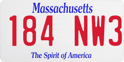 MA license plate 184NW3