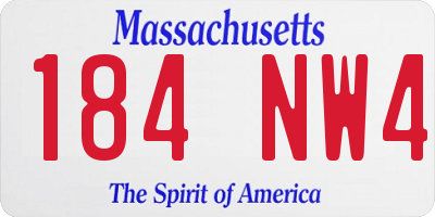 MA license plate 184NW4