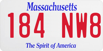 MA license plate 184NW8