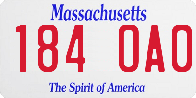 MA license plate 184OA0