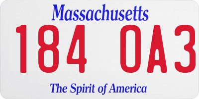 MA license plate 184OA3