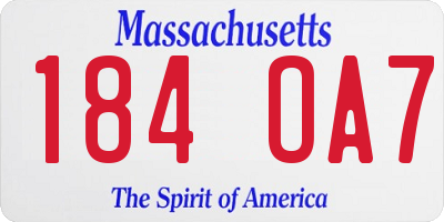 MA license plate 184OA7