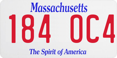 MA license plate 184OC4