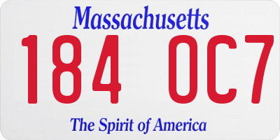 MA license plate 184OC7