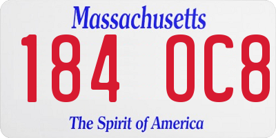 MA license plate 184OC8