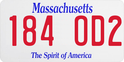 MA license plate 184OD2
