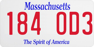 MA license plate 184OD3