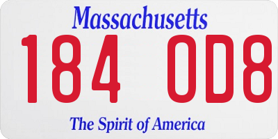MA license plate 184OD8