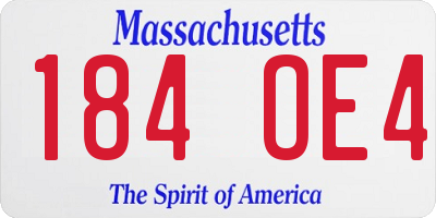 MA license plate 184OE4