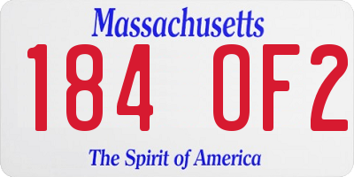 MA license plate 184OF2