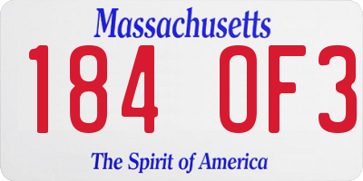 MA license plate 184OF3
