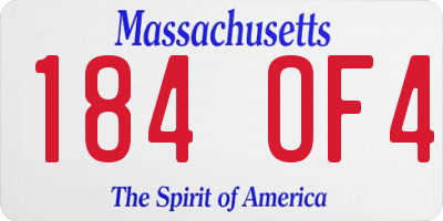 MA license plate 184OF4