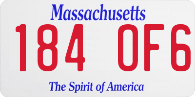 MA license plate 184OF6