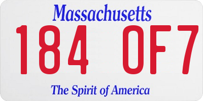 MA license plate 184OF7